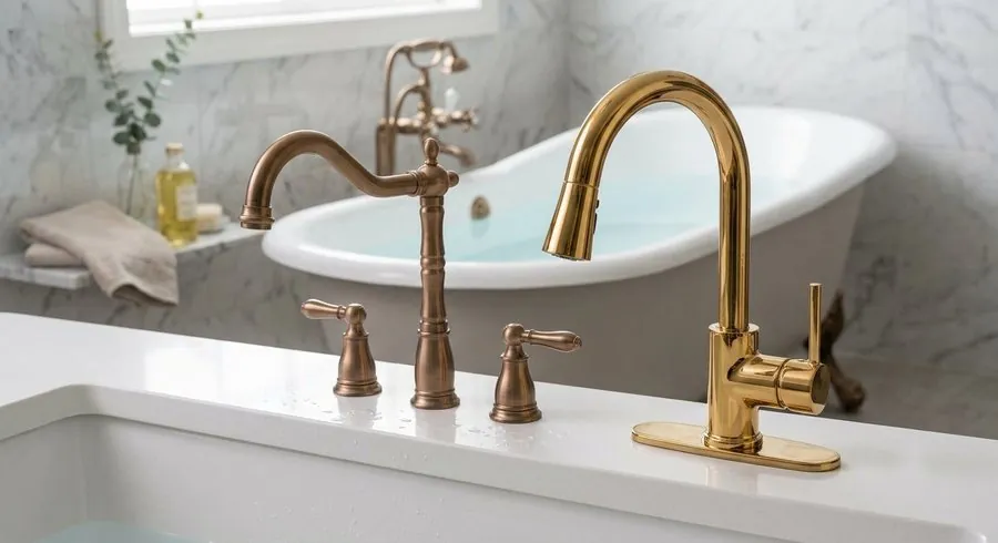 Gold and antique copper PVD coated faucets