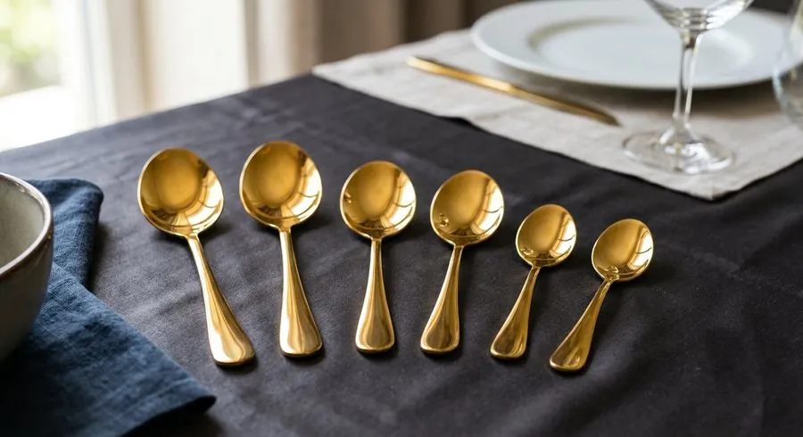 Gold PVD coated stainless steel spoon set
