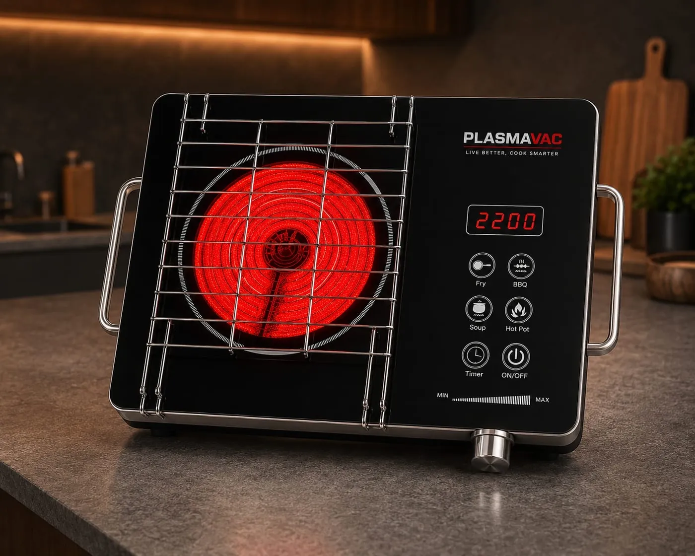 Plasmavac Infrared Cooktop — Fry, BBQ, Soup, Hot Pot modes